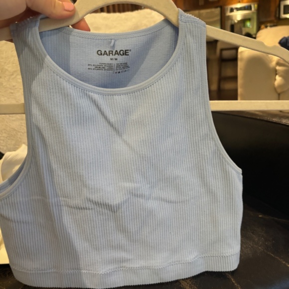 2 cropped tank tops size medium from garage in colours Blue, and white - Picture 6 of 7